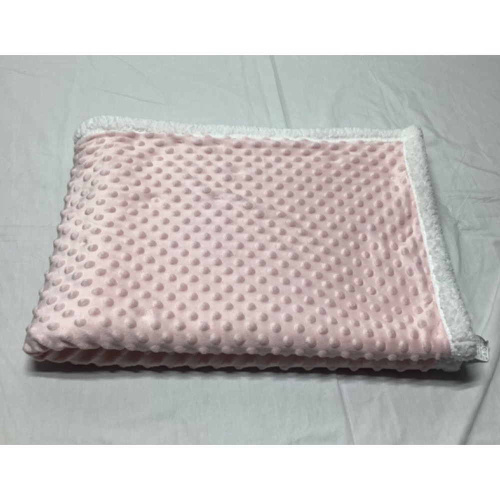 Parent's Choice Pink White Plush Back Soft Baby Girl Blanket 32x42" Nubby Dots